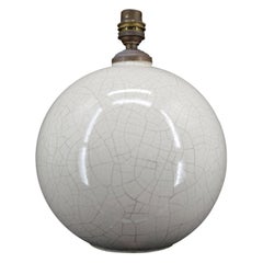 Antique Cracked white ball lamp, attributed to Besnard for Ruhlmann, France, circa 1920