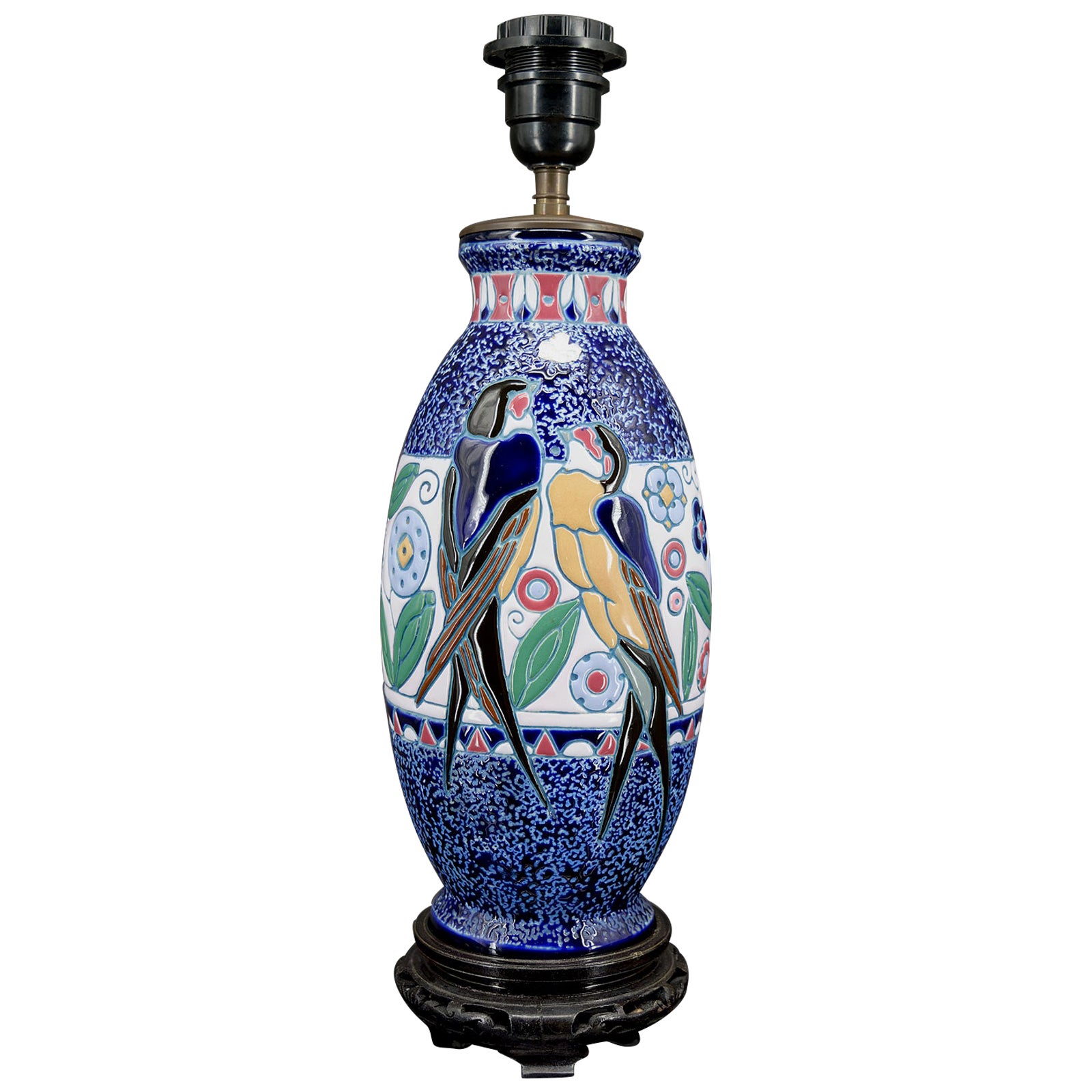 Lampe à hirondelle, Imperial Amphora, Czechoslovakia, Art Deco, Circa 1920 en vente