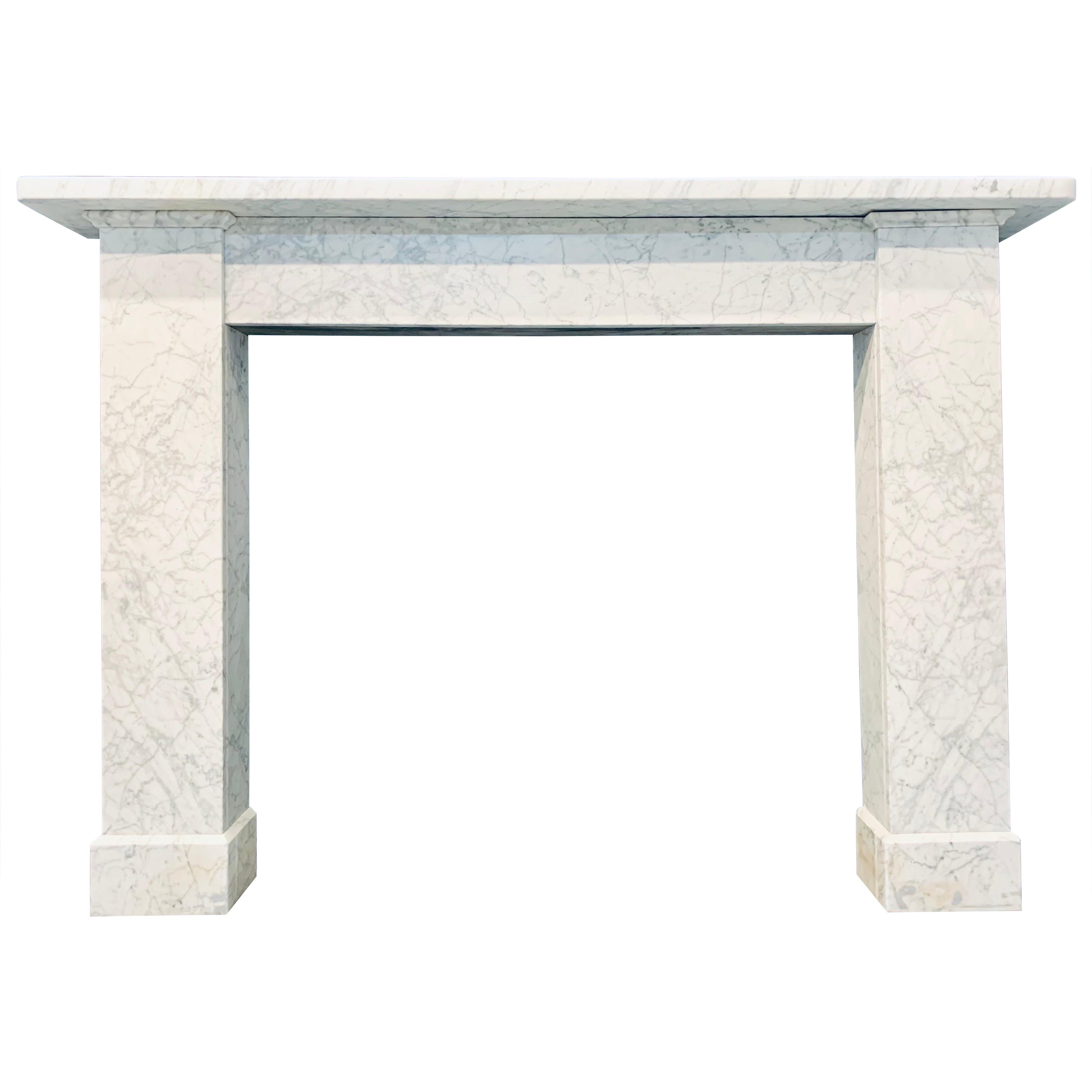 Scottish 19th C Early Victorian Pencil Veined Carrara Marble Fireplace Surround. For Sale