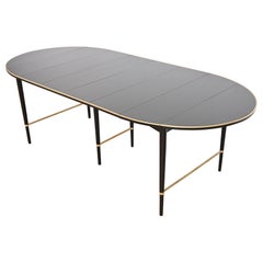 Paul McCobb Connoisseur Collection Black Lacquer and Brass Dining Table, 1950s