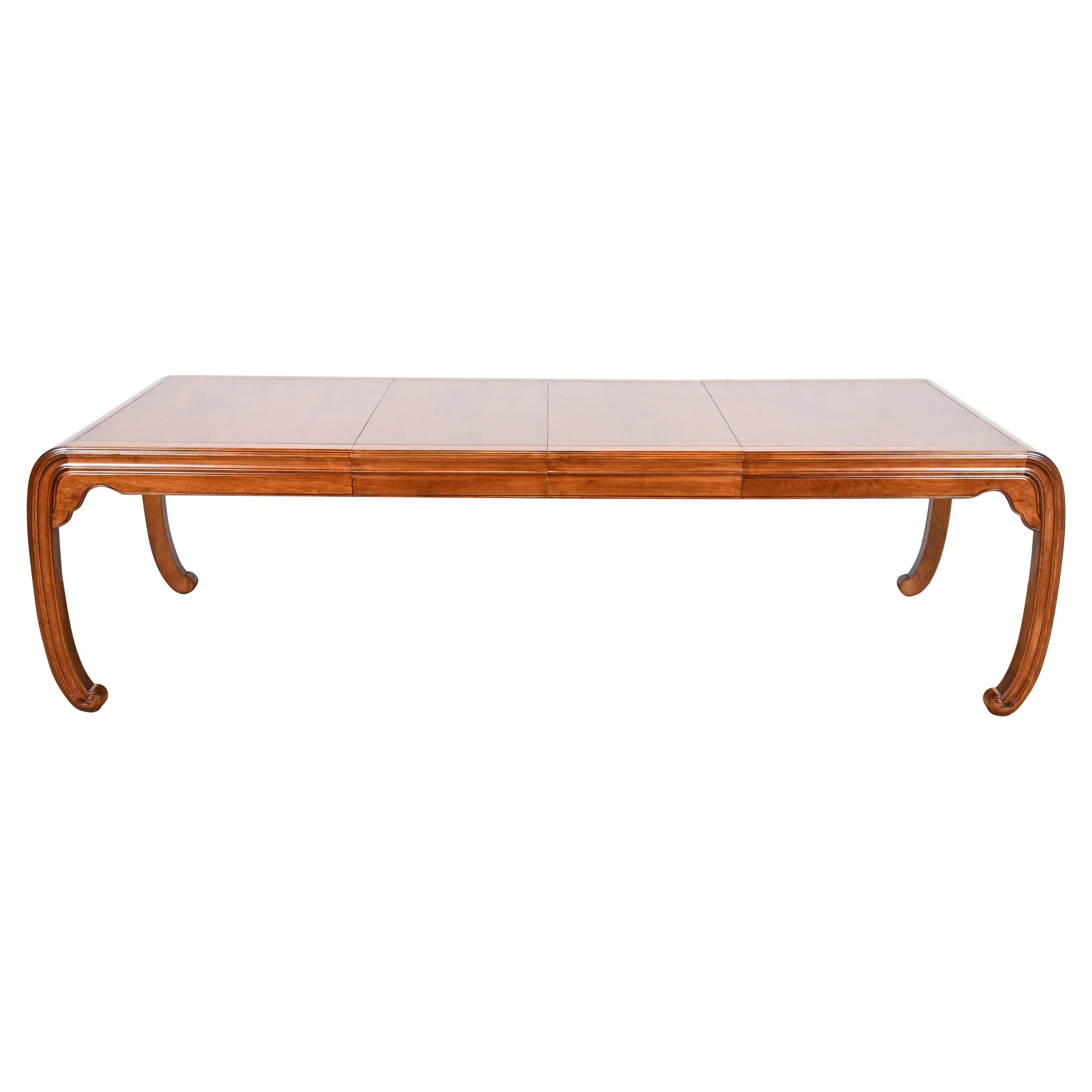 Henredon Hollywood Regency Chinoiserie Walnut Dining Table, Newly Refinished For Sale