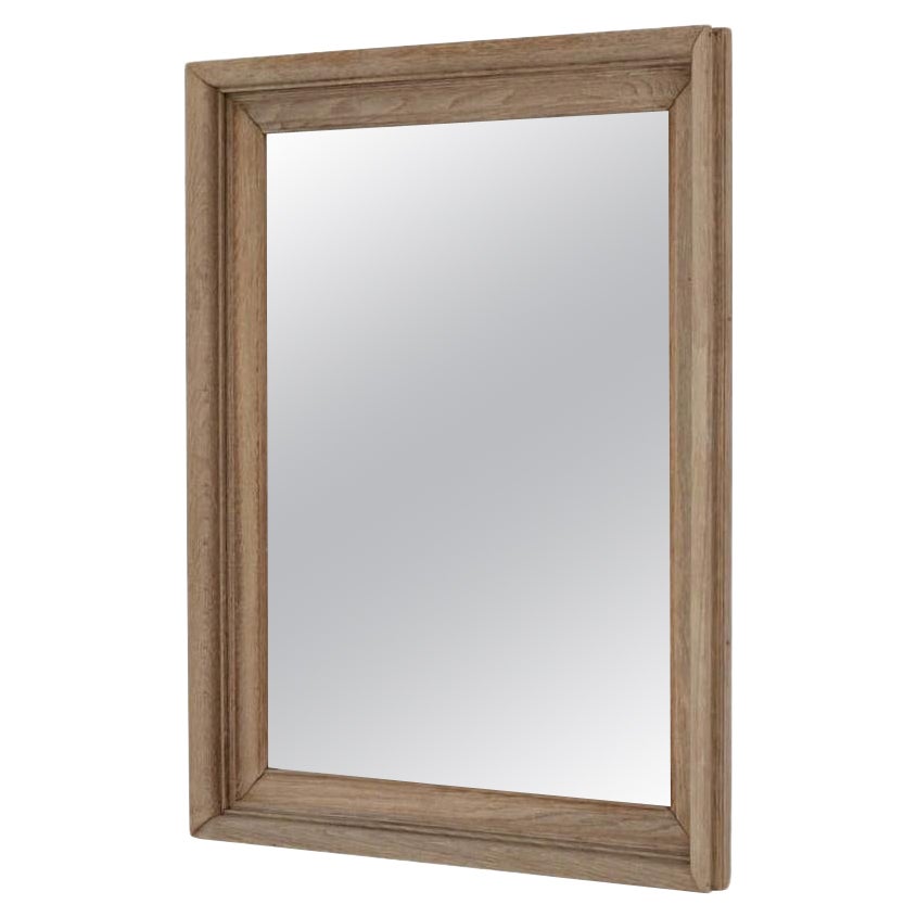 Antique French Bleached Oak Mirror For Sale