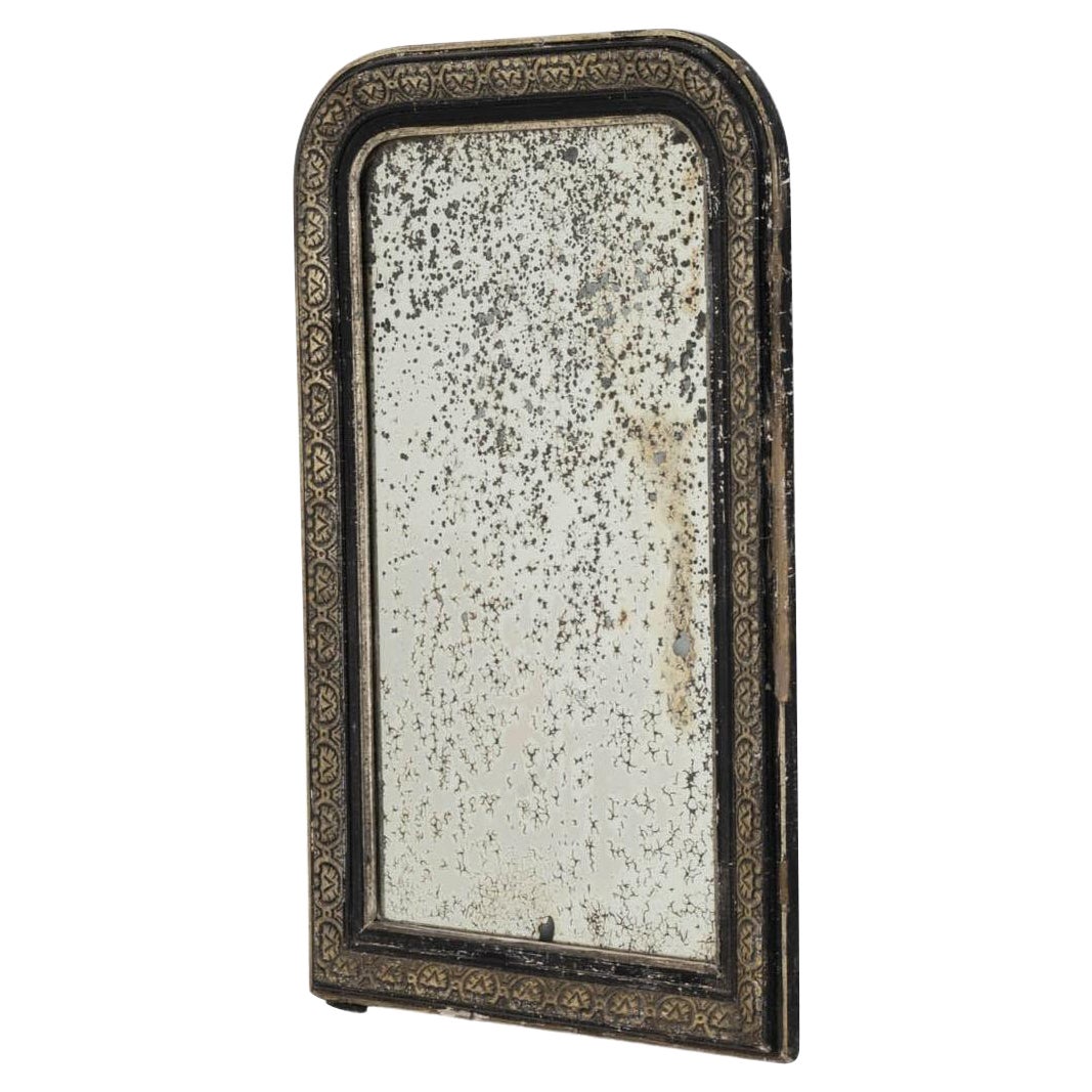 19th Century French Black Gilded Louis Phillipe Wall Mirror