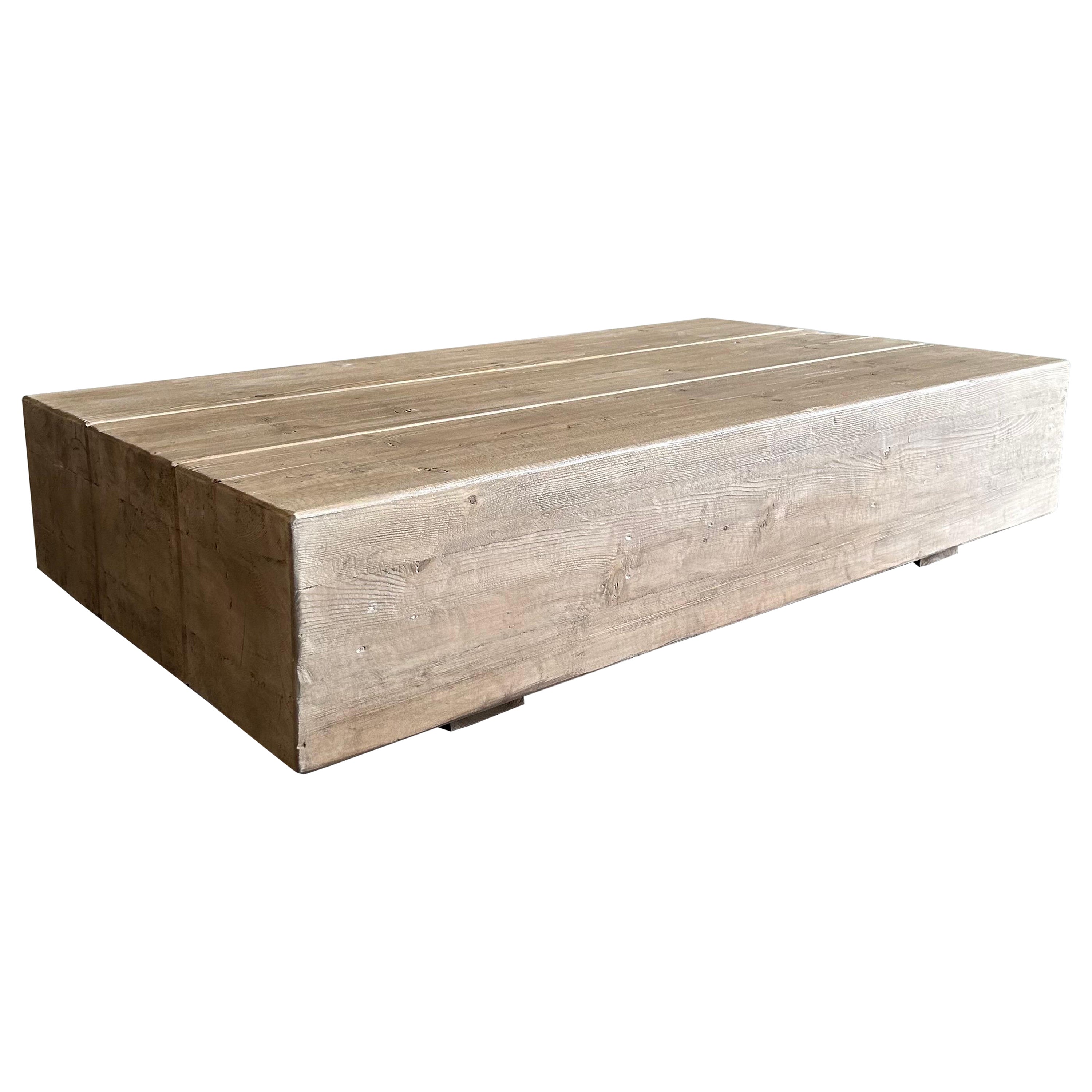 One of a kind Reclaimed Elm Wood Beam Coffee Table  For Sale
