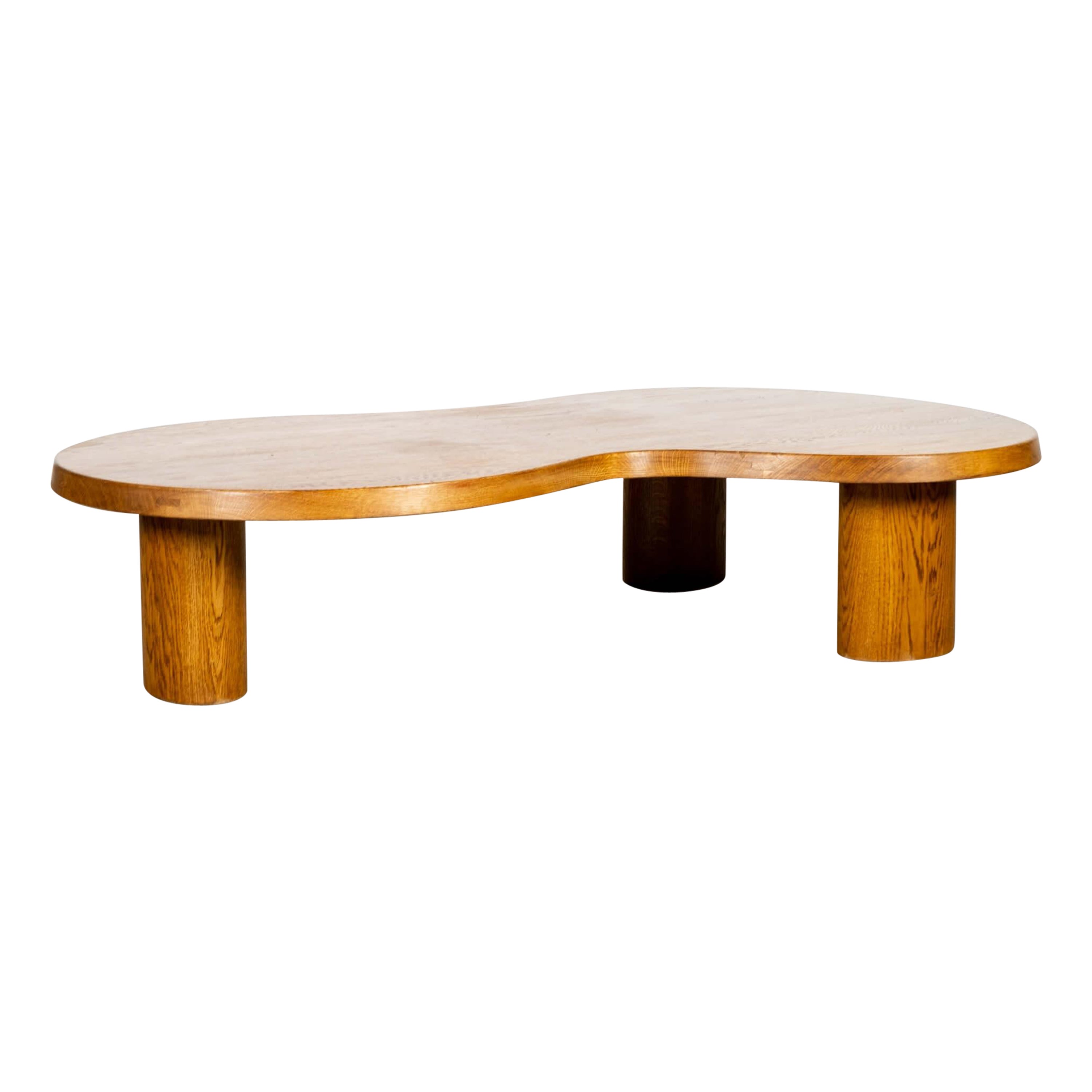 Curved Wood Coffee Table in the manner of Charlotte Perriand