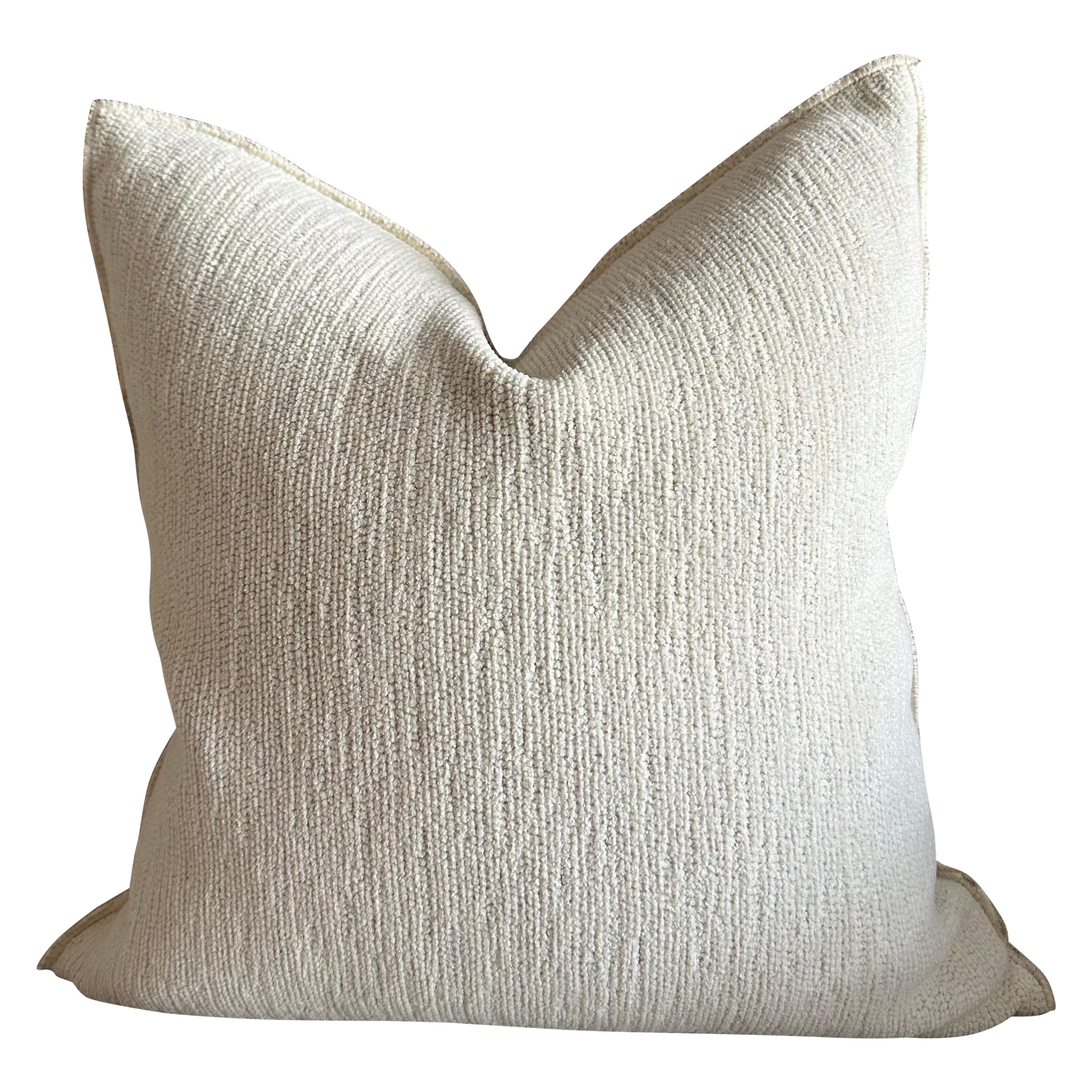French Linen Accent Pillow in Creme Includes Down Feather Insert For Sale