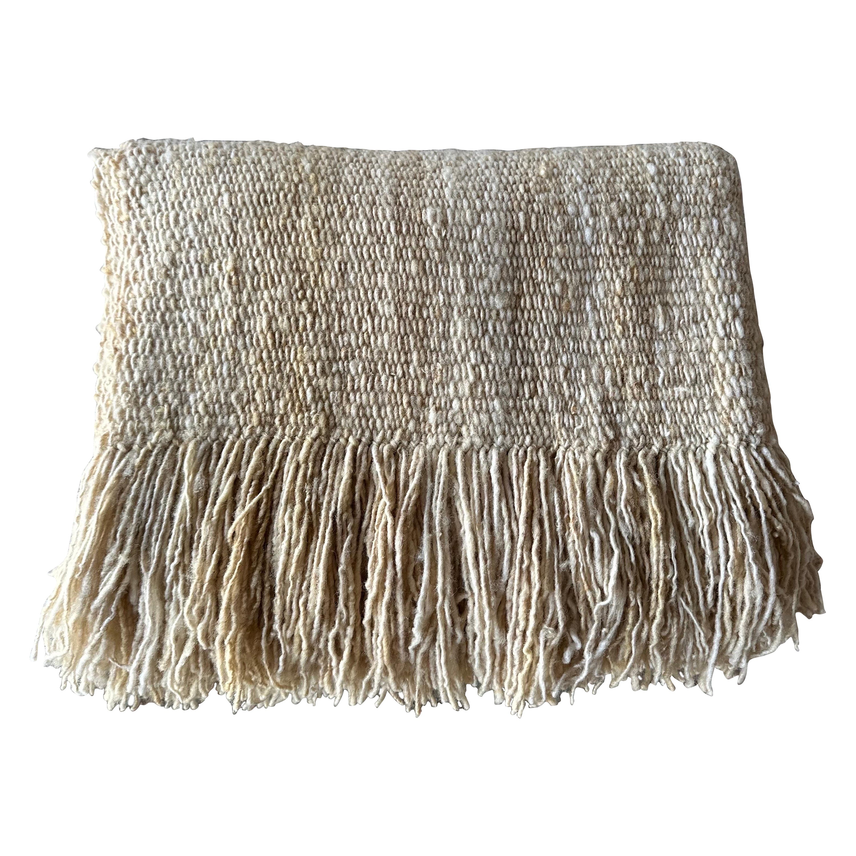 Hand Made Gold Moss Textured Wool Throw  For Sale