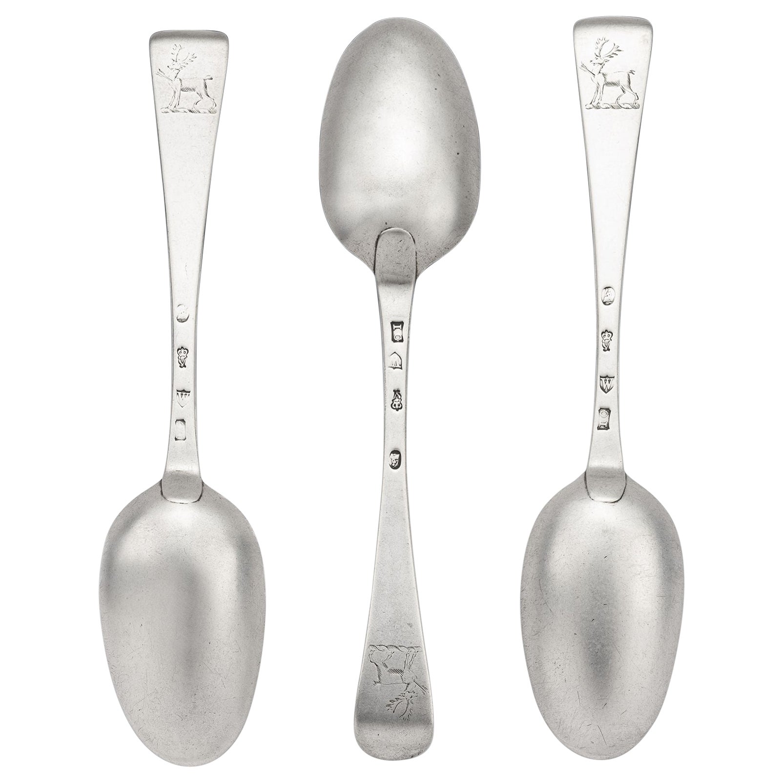 Juego de 3 cucharillas de Hannover de principios de Jorge III por Joseph Cullen, 1769