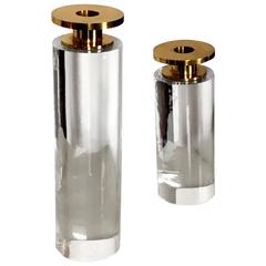 Pair of Brass and Lucite Candleholders 3