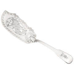 Antique George IV Fish Slice Made in Dublin by John Le Bass, 1828