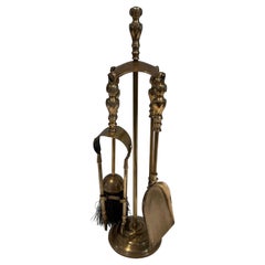 Retro Neoclassical Style Brass Fireplace Tools