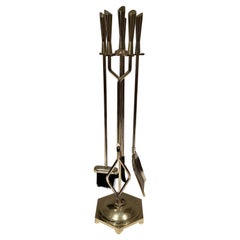 Used Modernist Brass Fireplace Tools