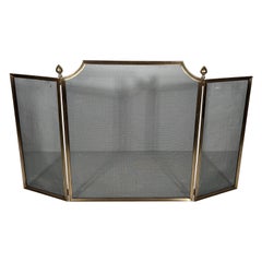 Retro Brushed Steel, Brass and Grilling Fireplace Screen in the style of Maison Jansen