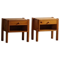 Pair of Danish Modern Mid Century Night Stands in Solid Pine, 1970s