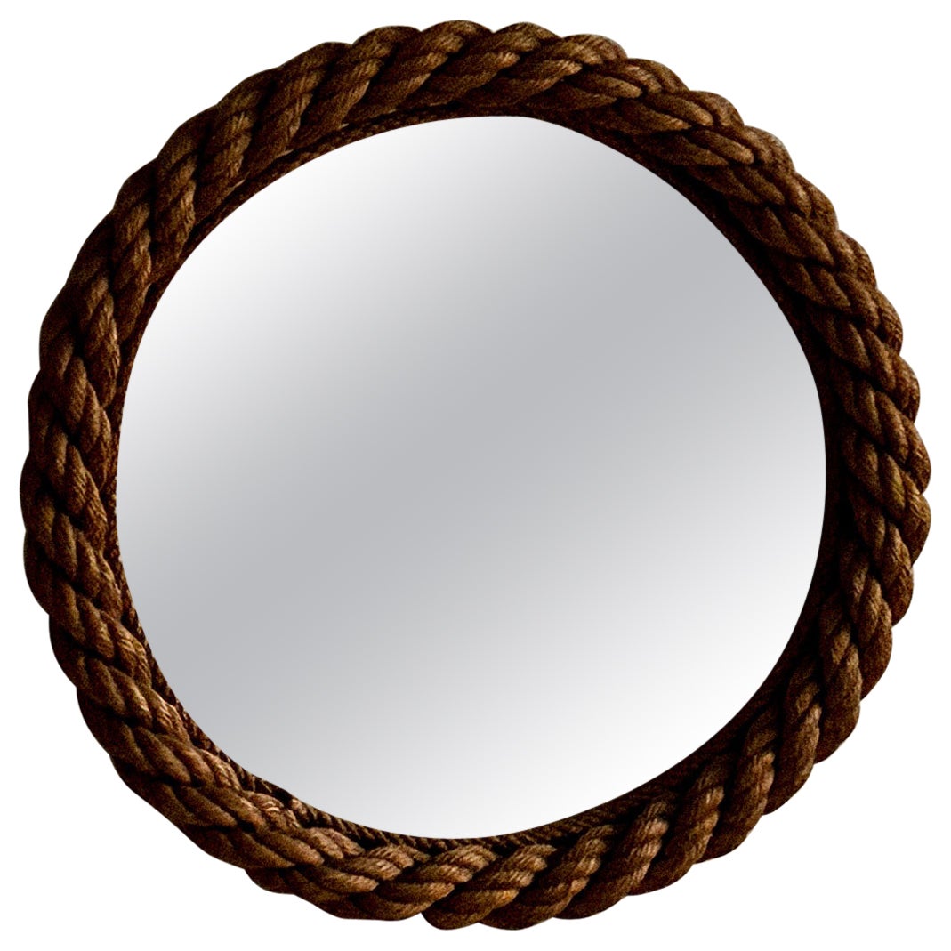 A Vintage Round Rope Mirror by Adrien Audoux and Frida Minet, France, c. 1960s