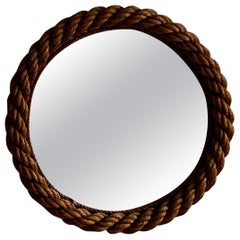 A Vintage Round Rope Mirror by Adrien Audoux and Frida Minet, France, c. 1960s