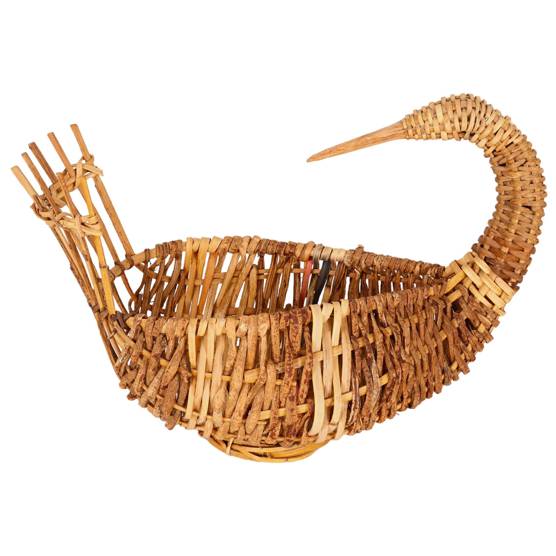 Goose-Shaped Rattan Basket For Sale