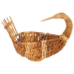 Goose-Shaped Rattan Basket