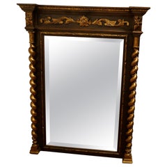 Large French Barley Twist Oak Wall Mirror  