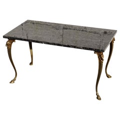 French Vintage Black Marble Bronze Coffee Table-Cocktail Table-Style LouisXV-60s