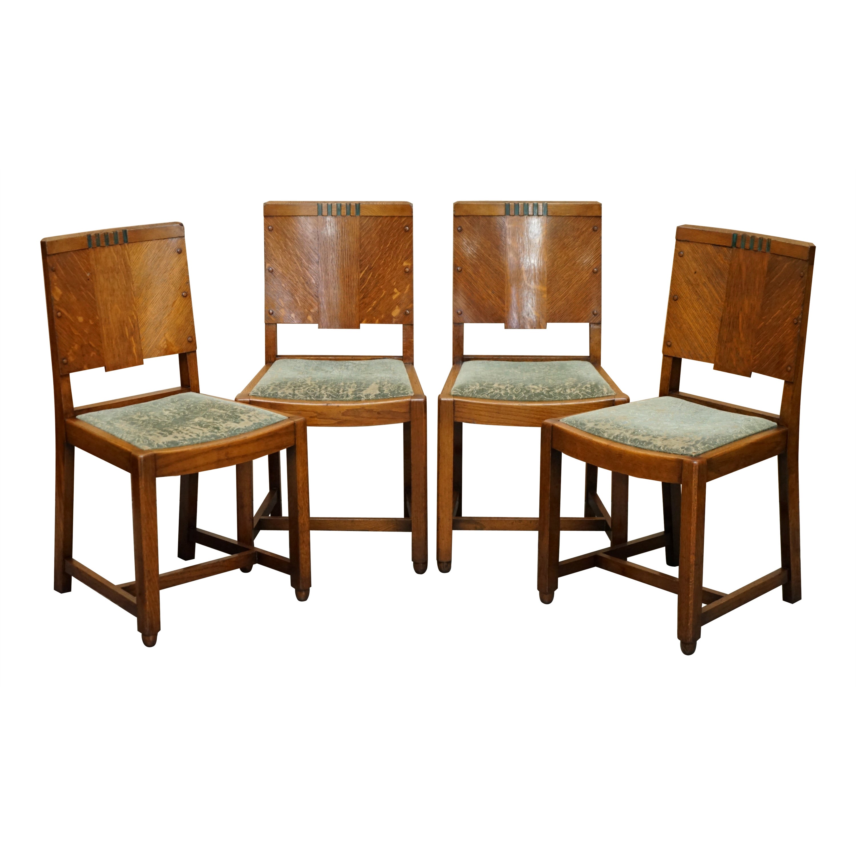 FOUR ANTIQUE ART DECO LIBERTY'S LONDON  Style COTSWOLD DINING CHAiRS PART SUITE im Angebot