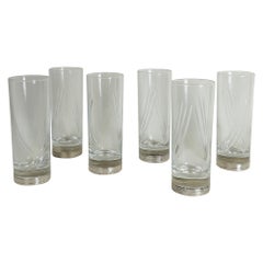 Midcentury Crystal Glass Transparent Silver 800 Italian Designs 1960s Set of 6
