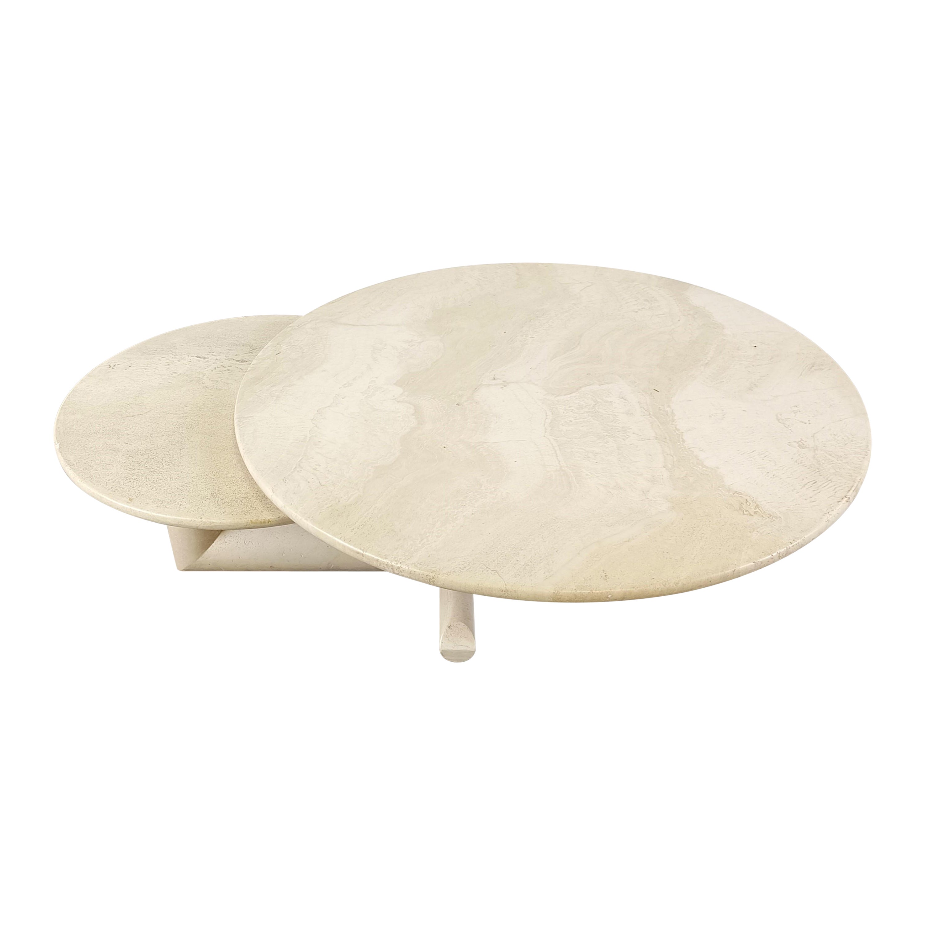 Vintage adjustable travertine coffee table for Roche Bobois, 1970s For Sale