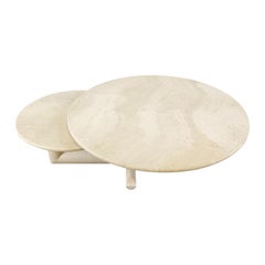 Vintage adjustable travertine coffee table for Roche Bobois, 1970s