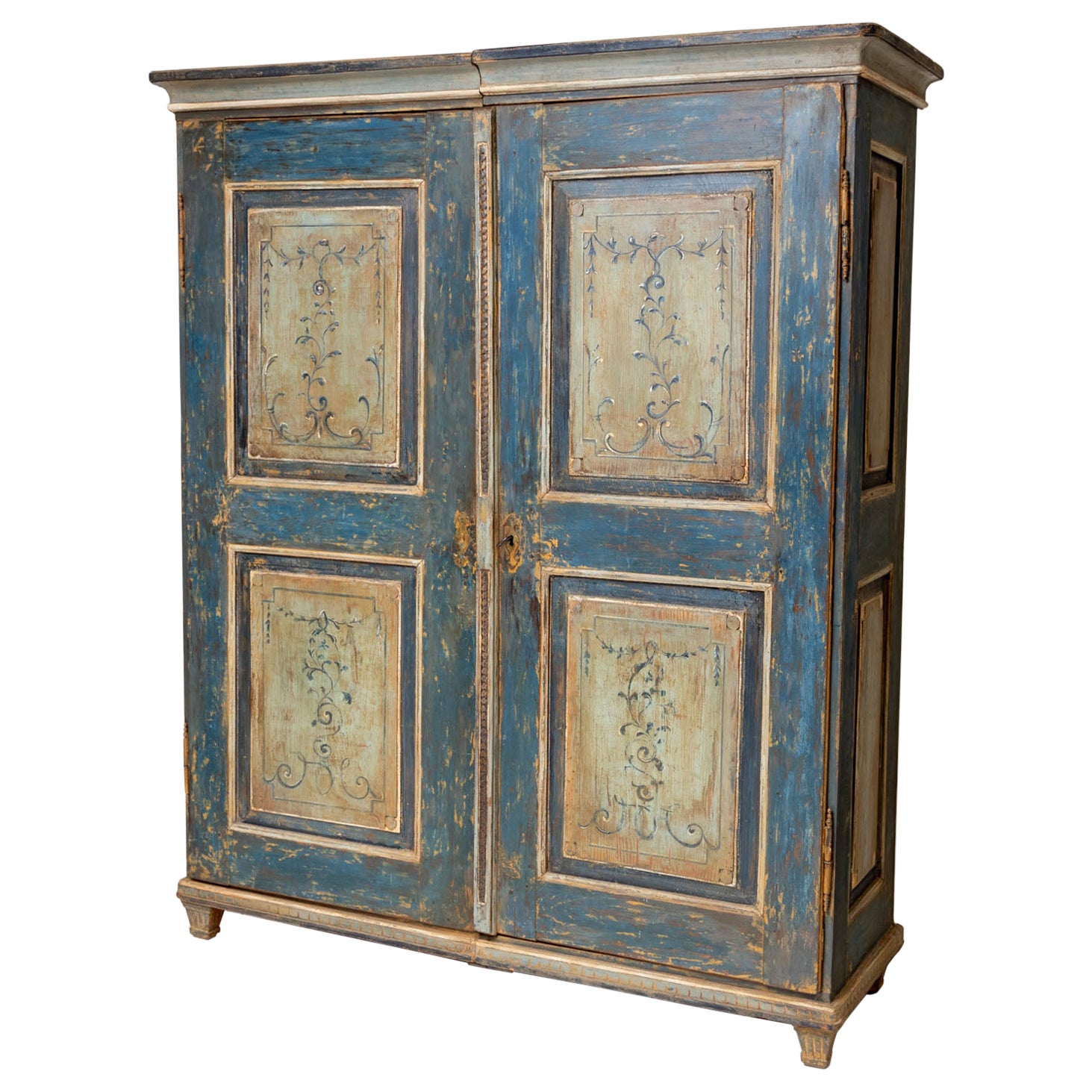 Hand-painted Provincial Cabinet, Late 18th Century For Sale
