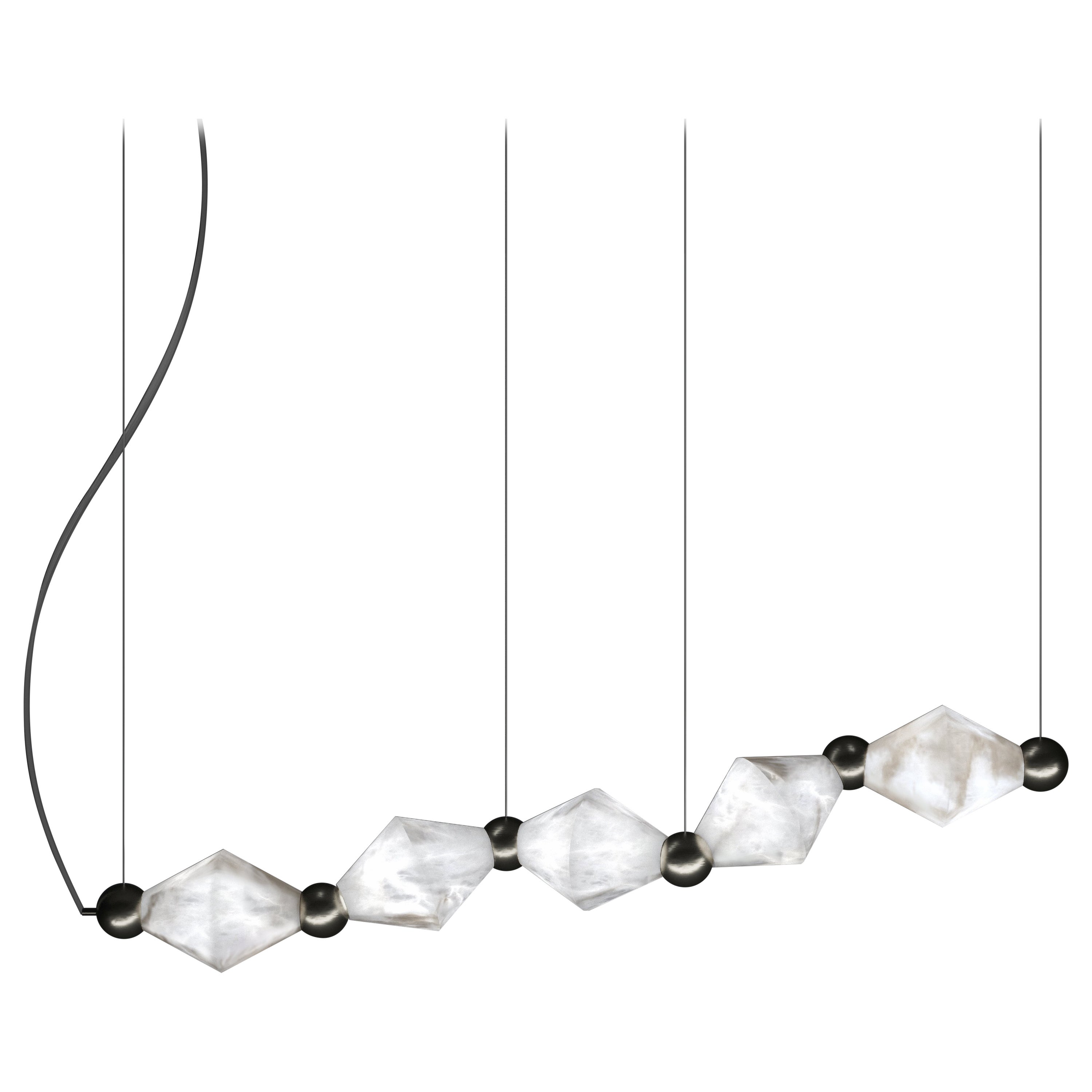 Chronos Brushed Black Metal Pendant Lamp by Alabastro Italiano For Sale