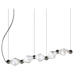 Chronos Brushed Black Metal Pendant Lamp by Alabastro Italiano