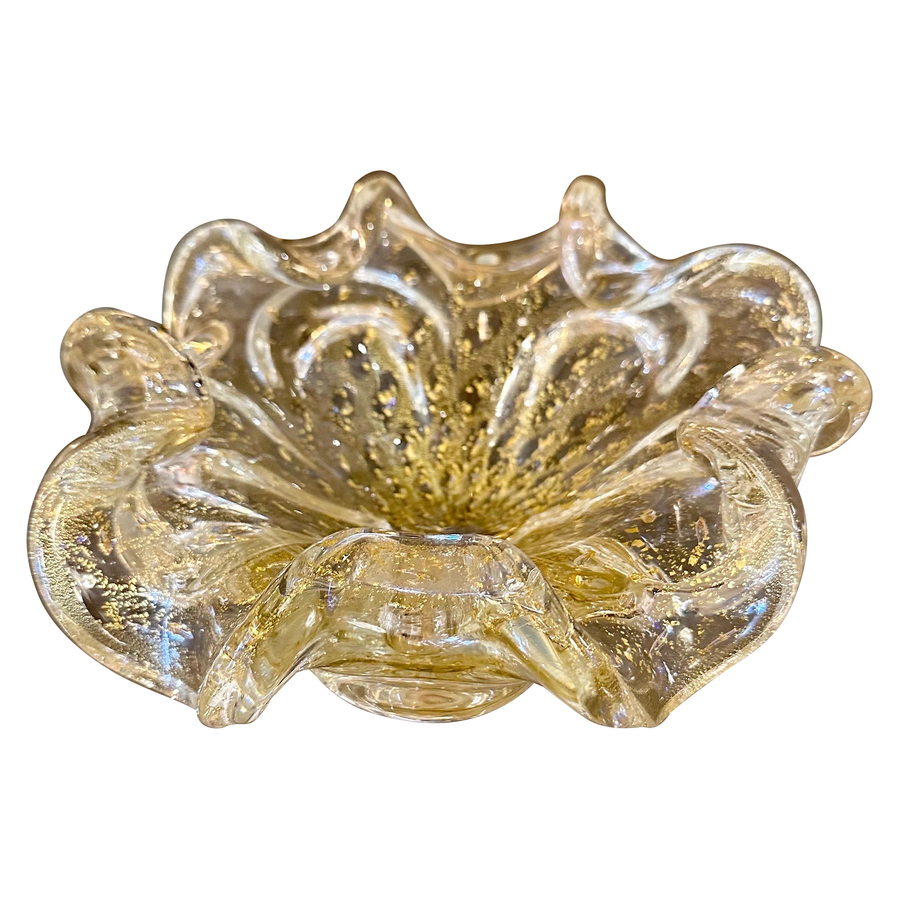 Barovier Tosso Murano Glass Centerpiece with Gold Inclusion  For Sale