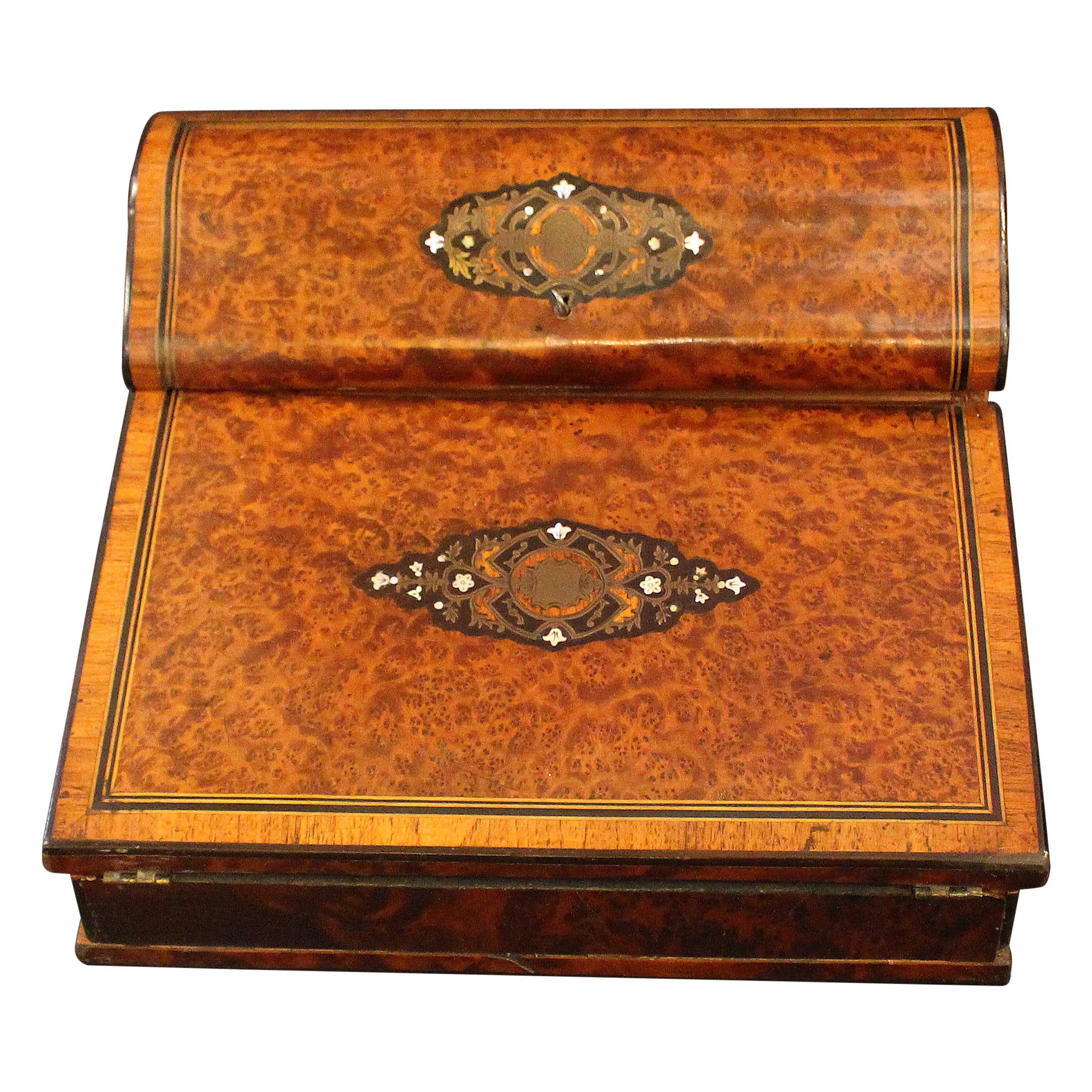 c. 1865 French Napoleon III Table Top Writing Desk Box For Sale