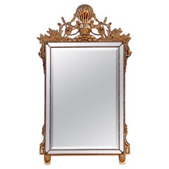 Italian Carved Giltwood Balloon Form French Empire Inspired Wall Mirror