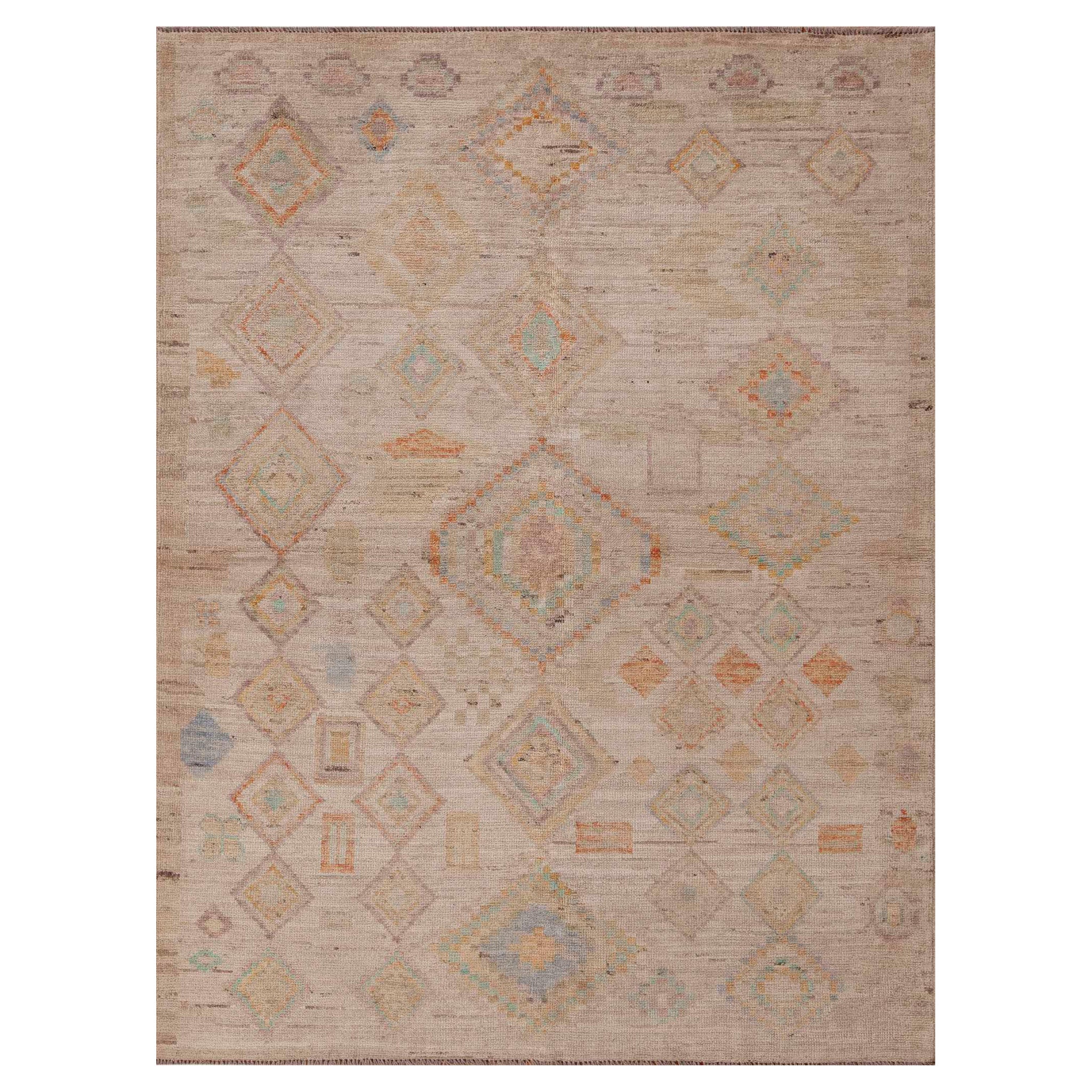 Nazmiyal Collection Modern Tribal Geometric Design Rustic Area Rug 5'3" x 6'9" For Sale