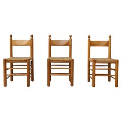 Single Vico Magistretti Style Oak & Rush Throne Like Dining Chair