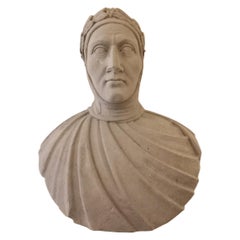 Antique Busto in pietra raffigurante il ritratto di Francesco Petrarca