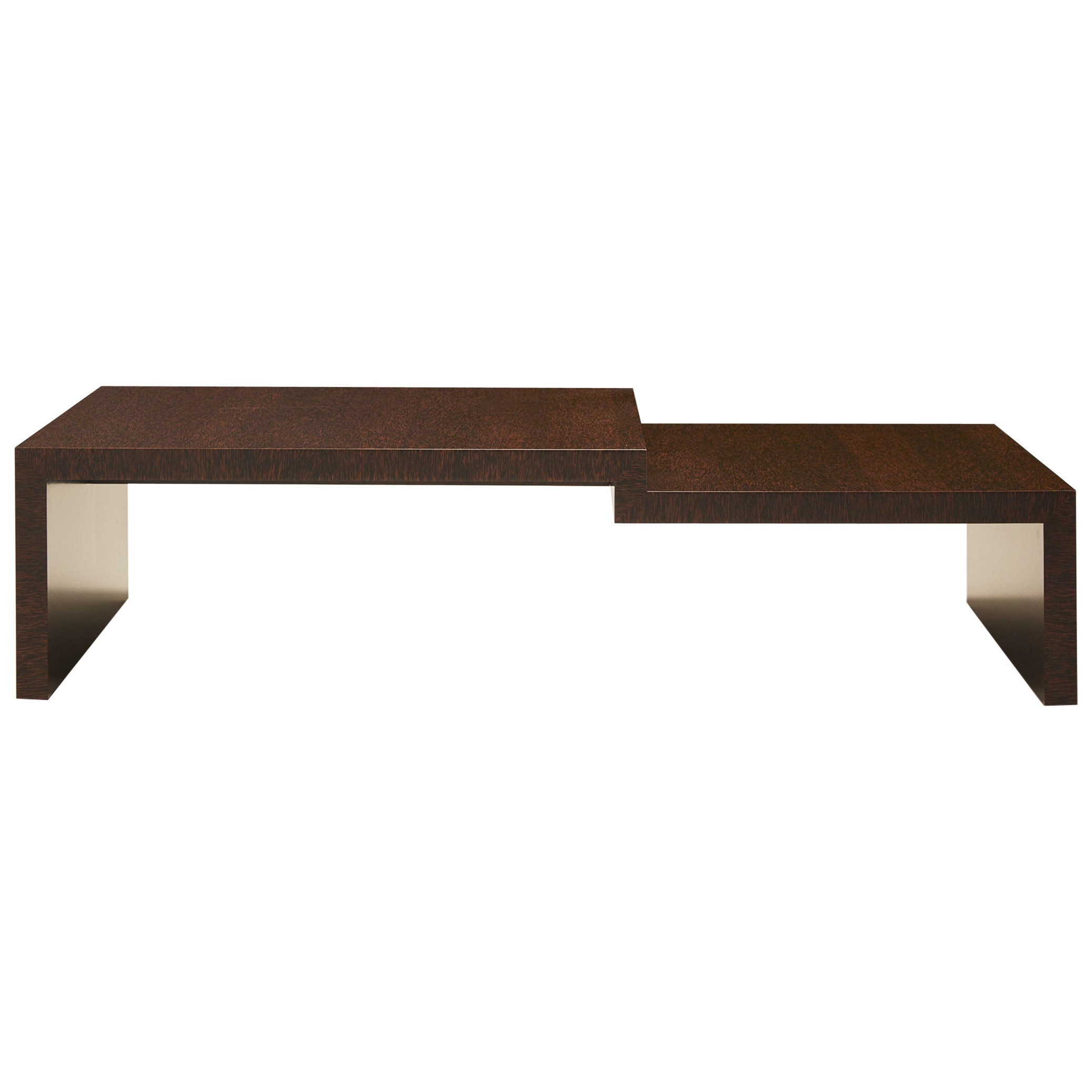 Continuous Coffee Table II - Hand applied wood veneer For Sale
