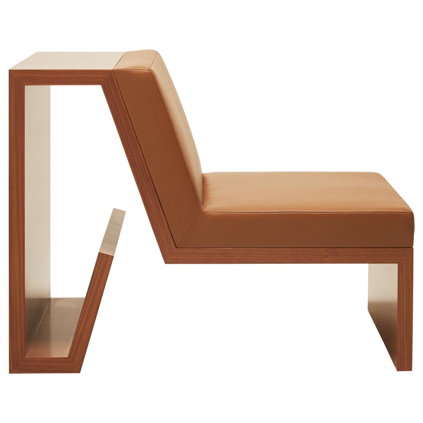 Continuous Chair - Handbearbeiteter Stuhl aus Holzfurnier und Lederpolsterung im Angebot