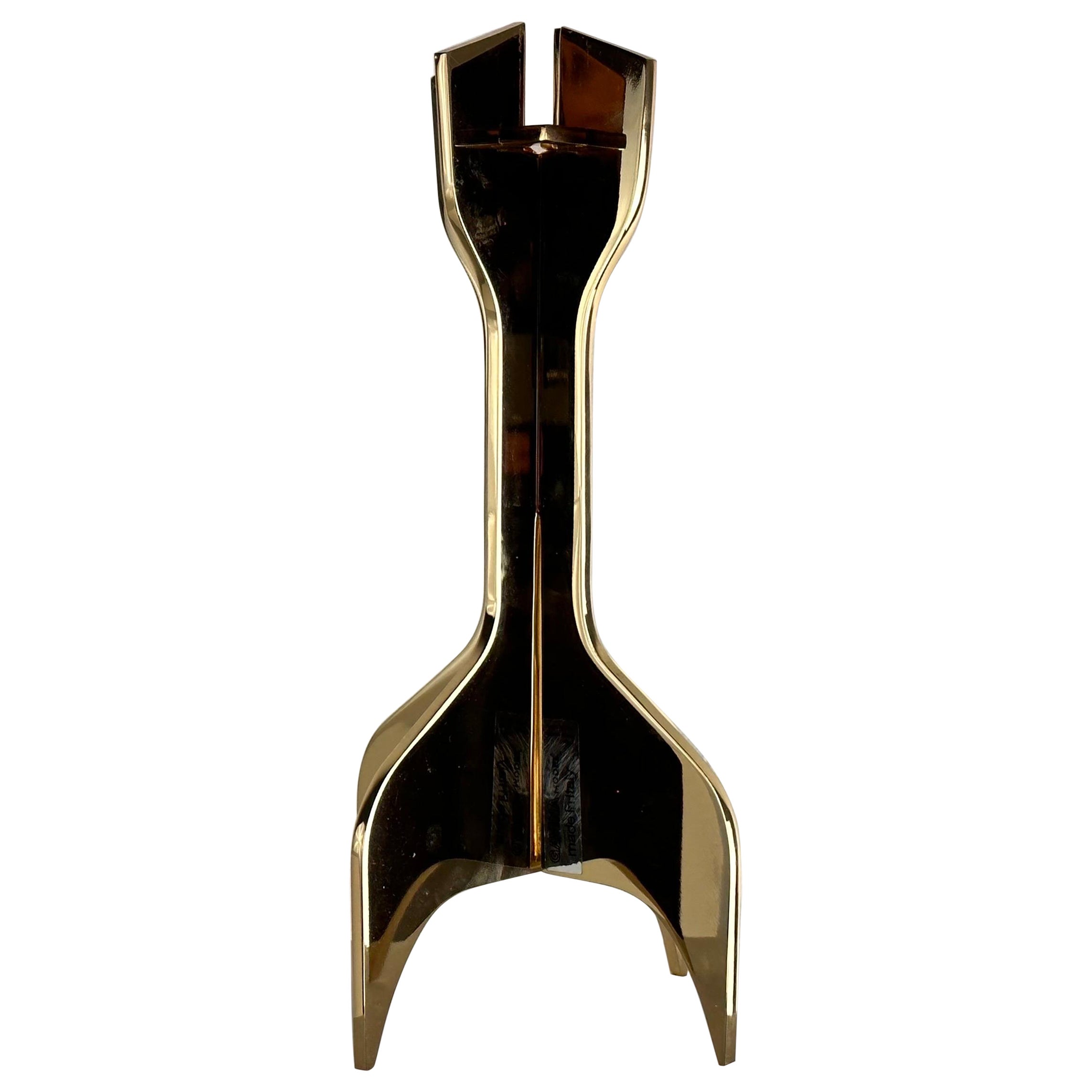 Sculptural Gold Plated Candle Stick by Marcel Breuer for Gavina, 1970s For Sale