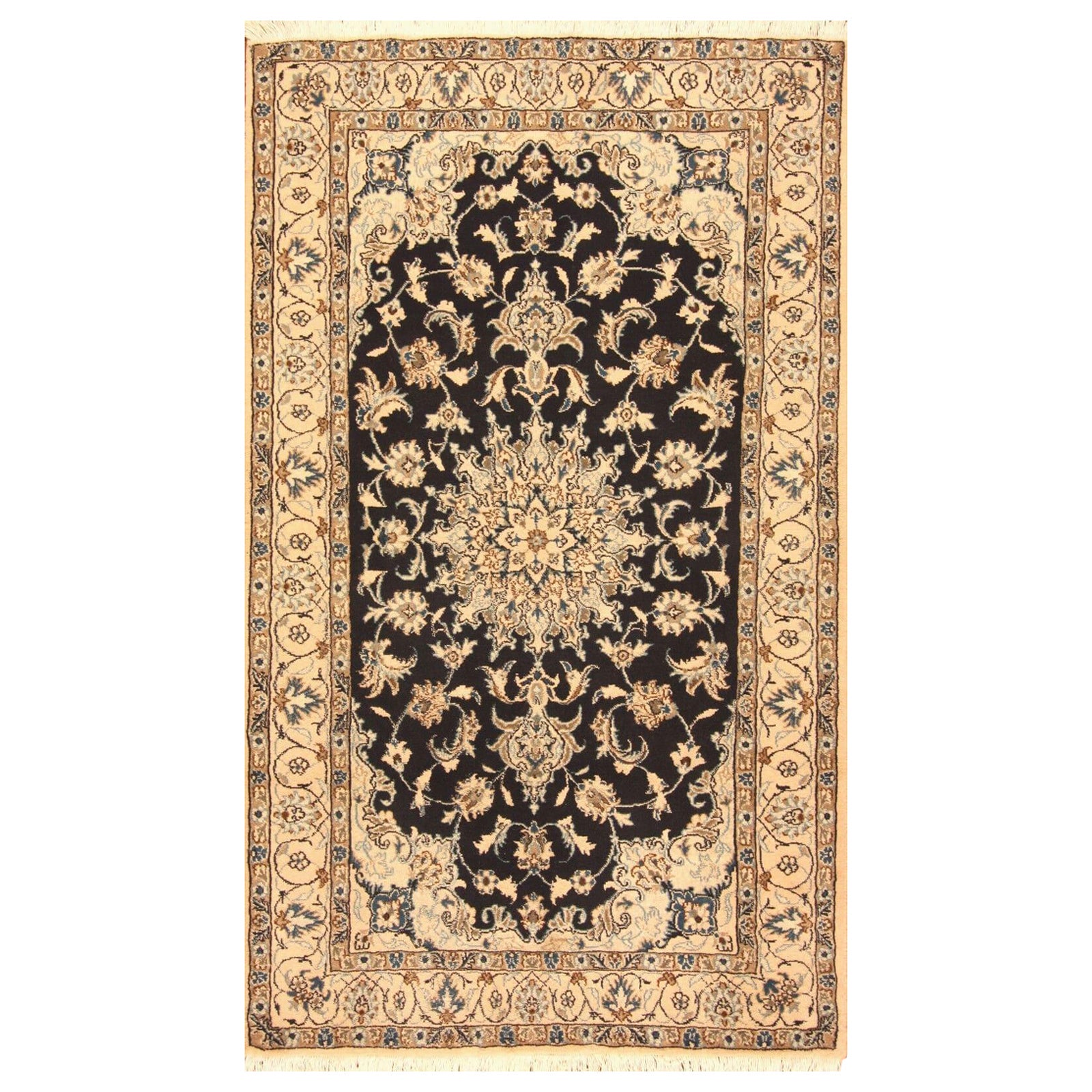 Handgefertigter Nain-Teppich im persischen Stil 3,9' x 6,6', 1980er Jahre - 1T53 im Angebot