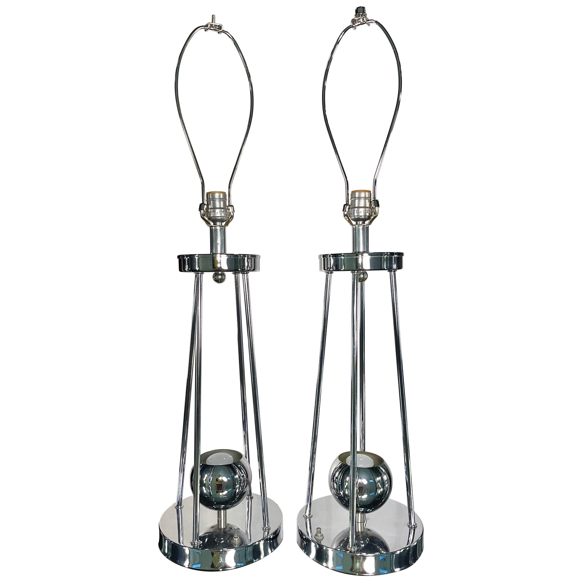 Pair Chrome Lamps by Torino