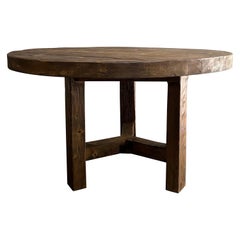 Custom Reclaimed Elm Wood Dining Table in Dark Finish 48"