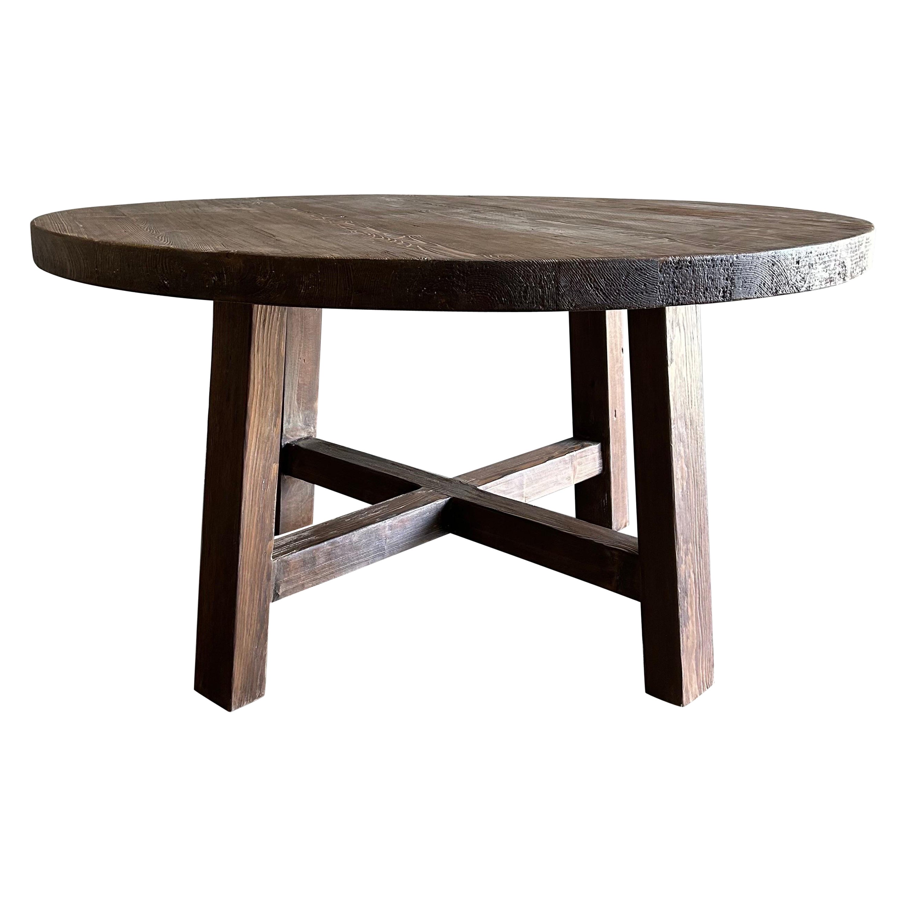 CUSTOM MADE Table de salle à manger ronde en bois d'orme récupéré 60".