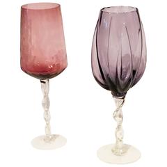 Pair of Handblown Over-Sized Brandy Snifters, Vases 1