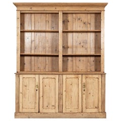 Antique Large 19thC English Pine Bookcase / Dresser
