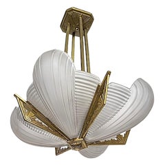 French Art Deco Pendant Chandelier by Atelier Petitot