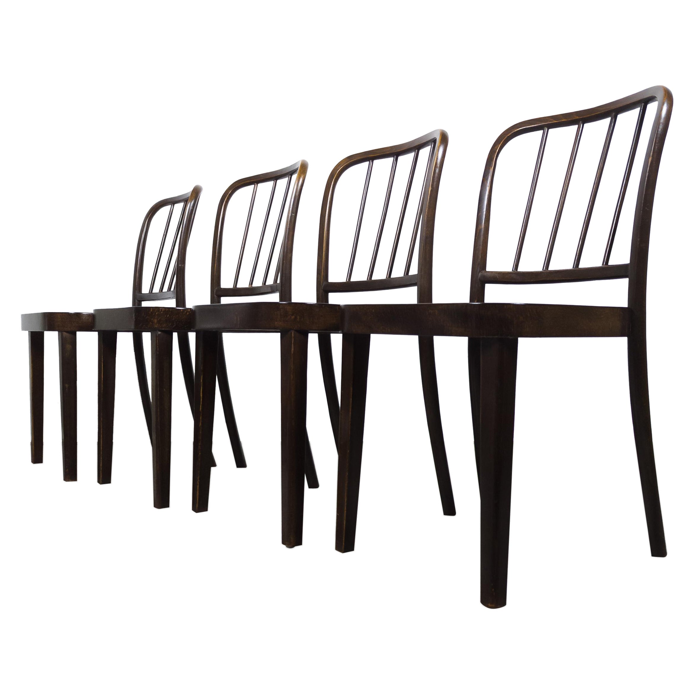 Rare ensemble de quatre chaises Thonet A 811/4 de Josef Hoffmann