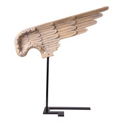Ancient Large Wooden  Wing on Iron Base