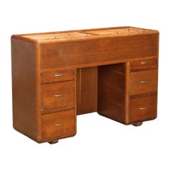 Vintage 1950s oak filing cabinet